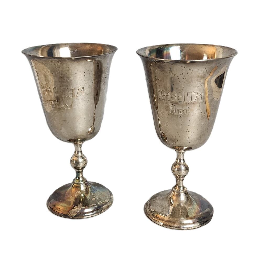 William Adams Silver Plate Wine Goblets - Made in Italy - Engraved